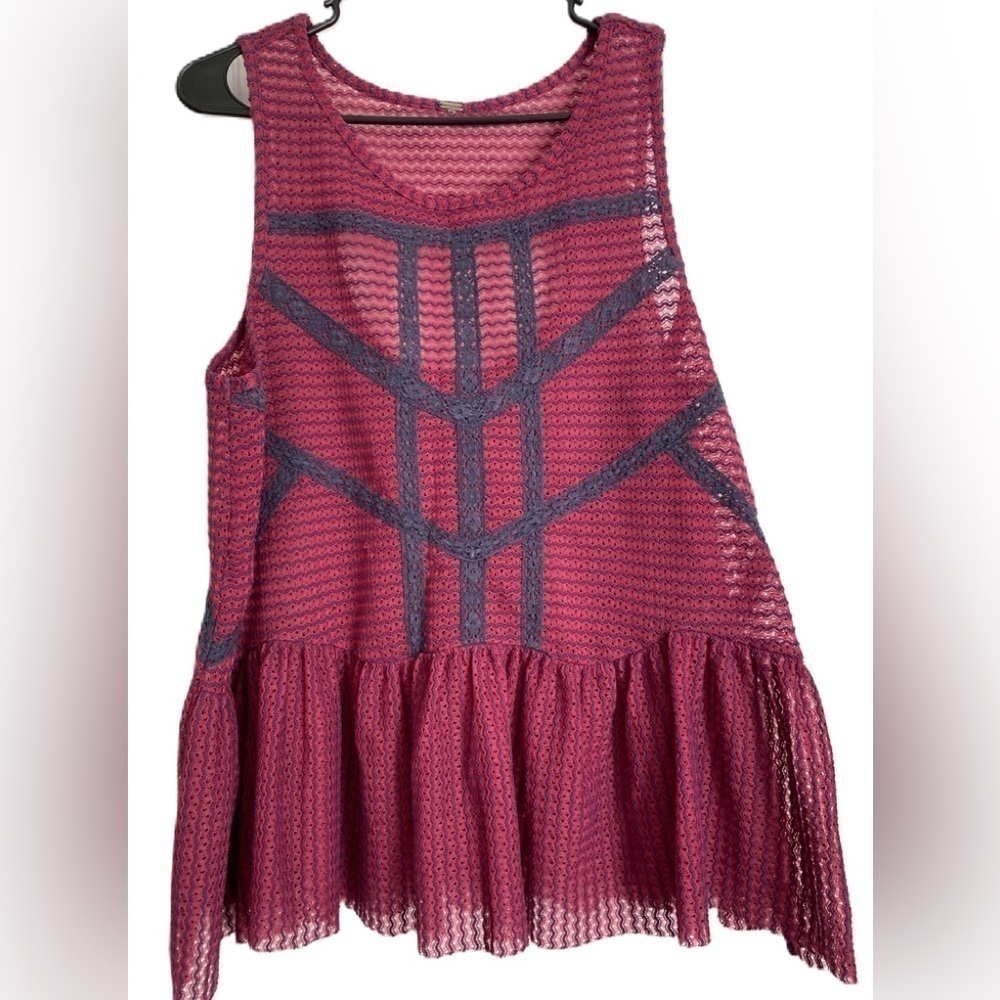 Free People Burgundy /Navy Sleeveless Top
